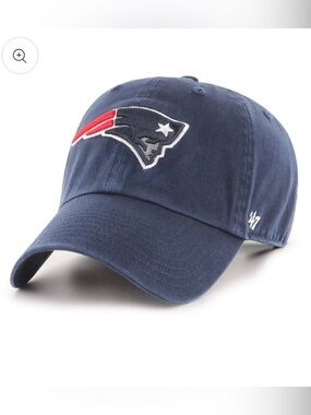 ‘47 Brand NFL New England Patriots Mens Cleanup Adjustable Hat Cap Blue Logo NWT